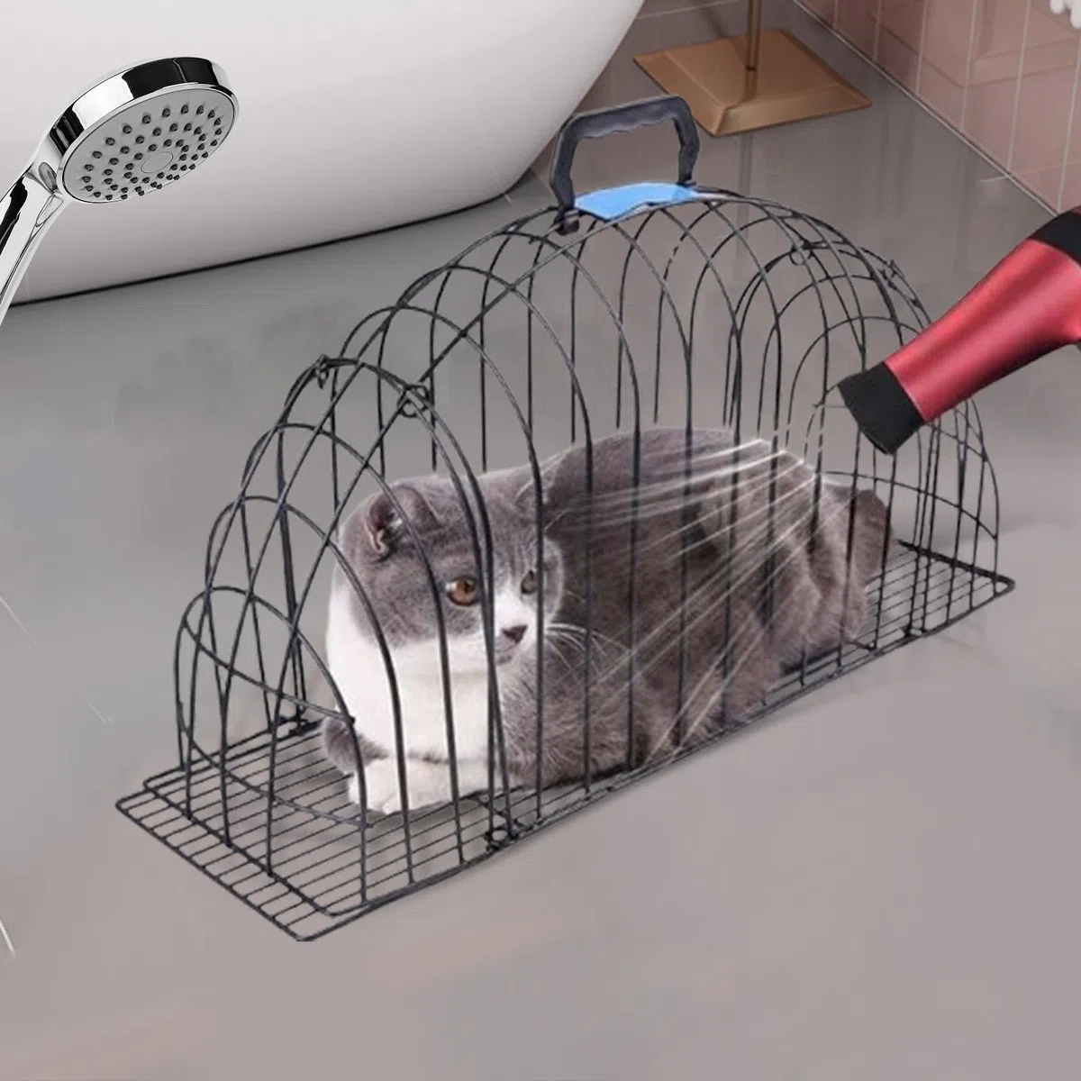 perfk Scatola per asciugare i peli degli Animali Domestici Asciugacapelli per Animali Domestici Asciugatura Rapida Casa Asciugatrice per Gatti Gabbia Stanza, l