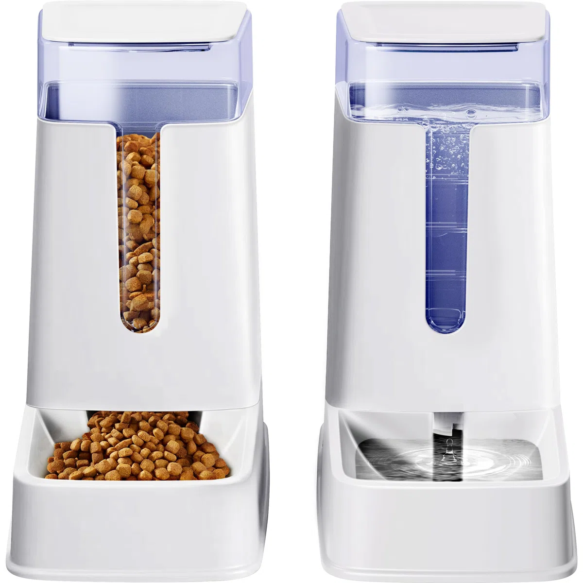 Distributore automatico di cibo e d'acqua per gatti in set da 2 confezioni, da 3,7 L, per animali domestici piccoli e medi, cuccioli e gatti, set di 2 pezzi