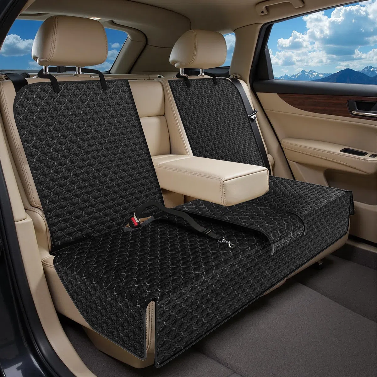 Coprisedile Auto per Cani Antiscivolo Impermeabile Copertura Sedili Auto per Cani Compatibile con Seggiolino Auto Copri Sedile Auto per Cani Bambini Adatto alla Maggior Parte delle Auto SUV