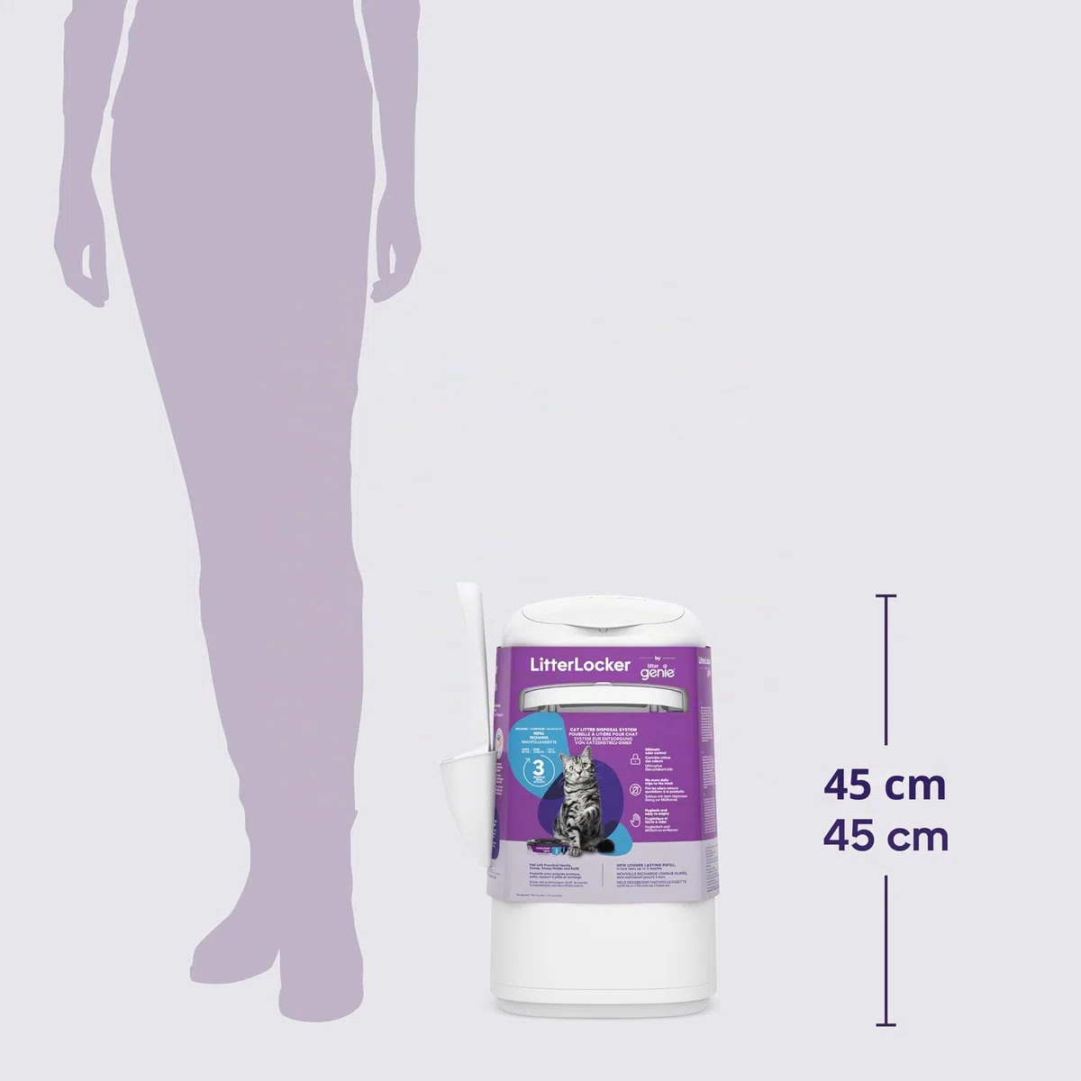 Litter Genie - Official Litter Locker - Pattumiera per lettiera per gatti a prova di odore, facile da pulire, con paletta inclusa e 1 ricarica XL (3 mesi). Compatta e facile da usare.