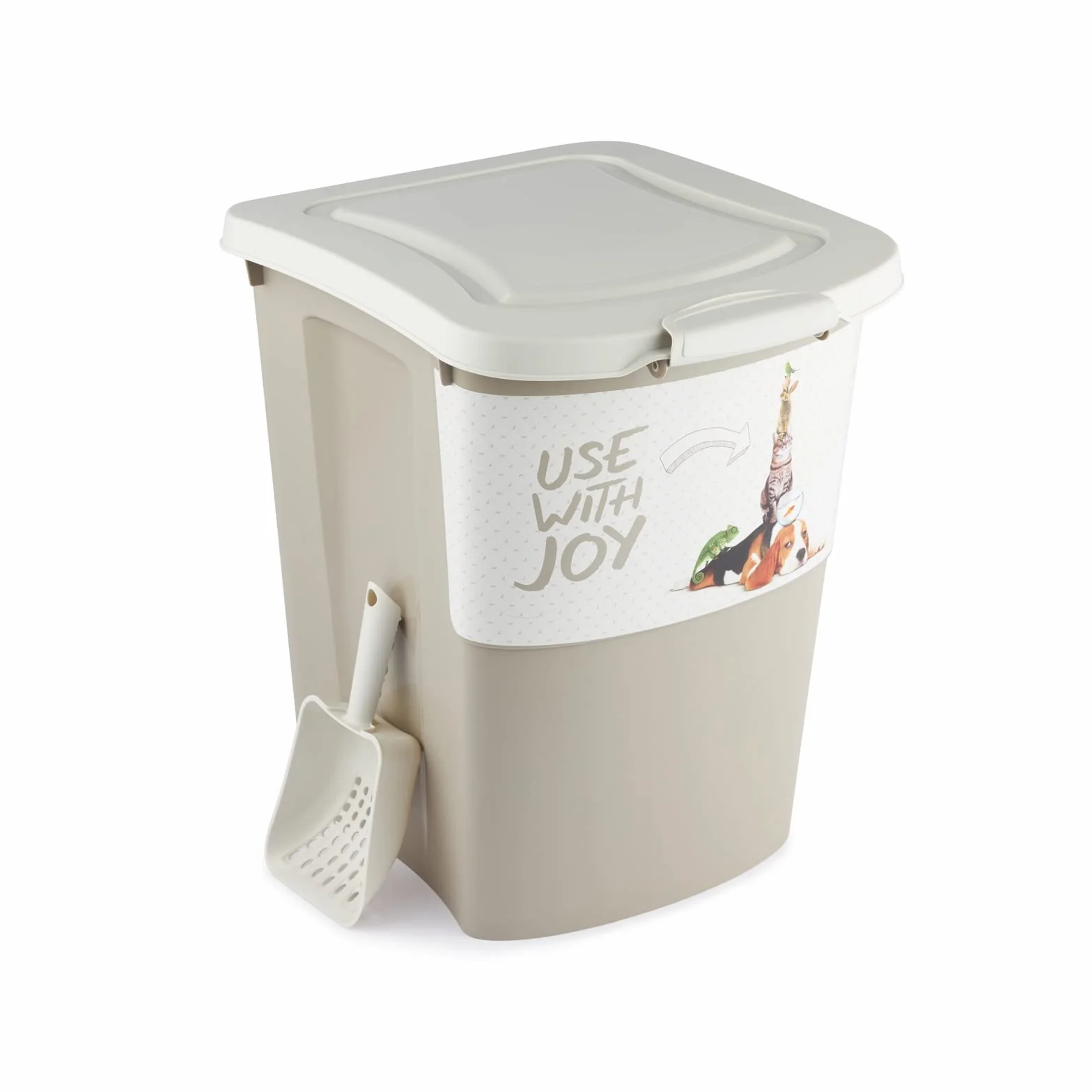 Rotho Archie Contenitore per cibo per animali 38l con coperchio, Plastica (PP) senza BPA, multicolore, 38l (41.0 x 37.0 x 50.0 cm)