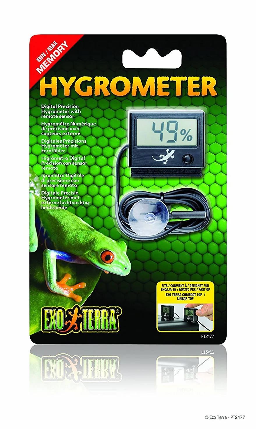 Askoll 281630 Exo Terra Igrometro Digitale con Sonda Registra Minimo e Massimo