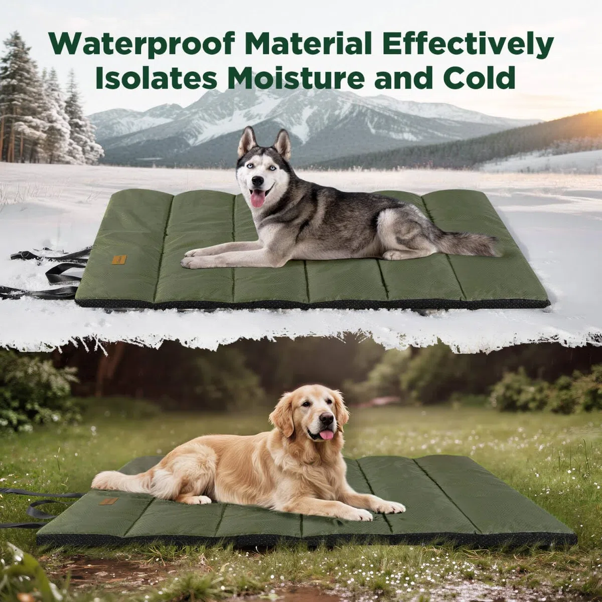Gimars Letto per cani da esterno migliorato con film impermeabile, facile da arrotolare con fibbia, grande letto da viaggio per cani medi e grandi, portatile, pieghevole, lavabile