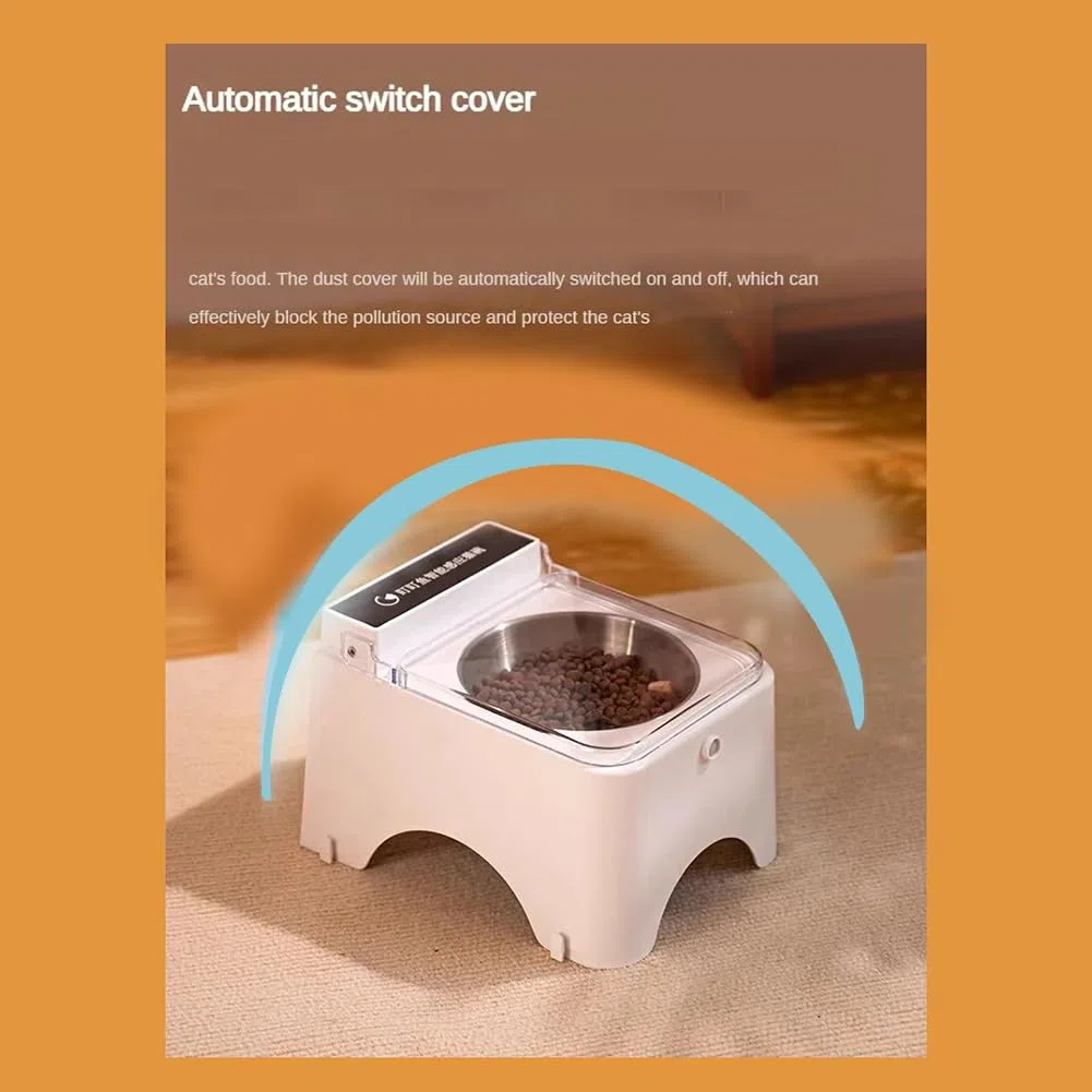 Vereen Ciotola intelligente per gatti con sensore a infrarossi coperchio automatico – Mangiatoia anti- per cani e gatti dispenser di