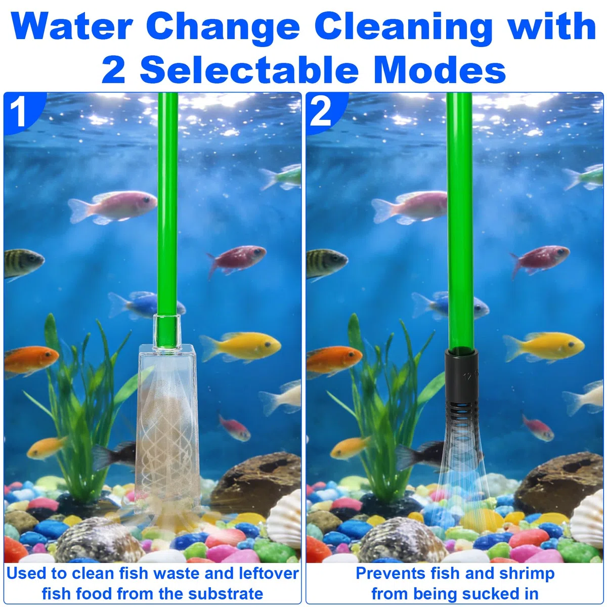 Sifone per Acquario, Cambio d'Acqua per Acquario, con Tubo 1.8 M ed Estensibile Strumenti, Detergente per Ghiaia per Acquari Kit con sifone per Acquari e Tartarughiere