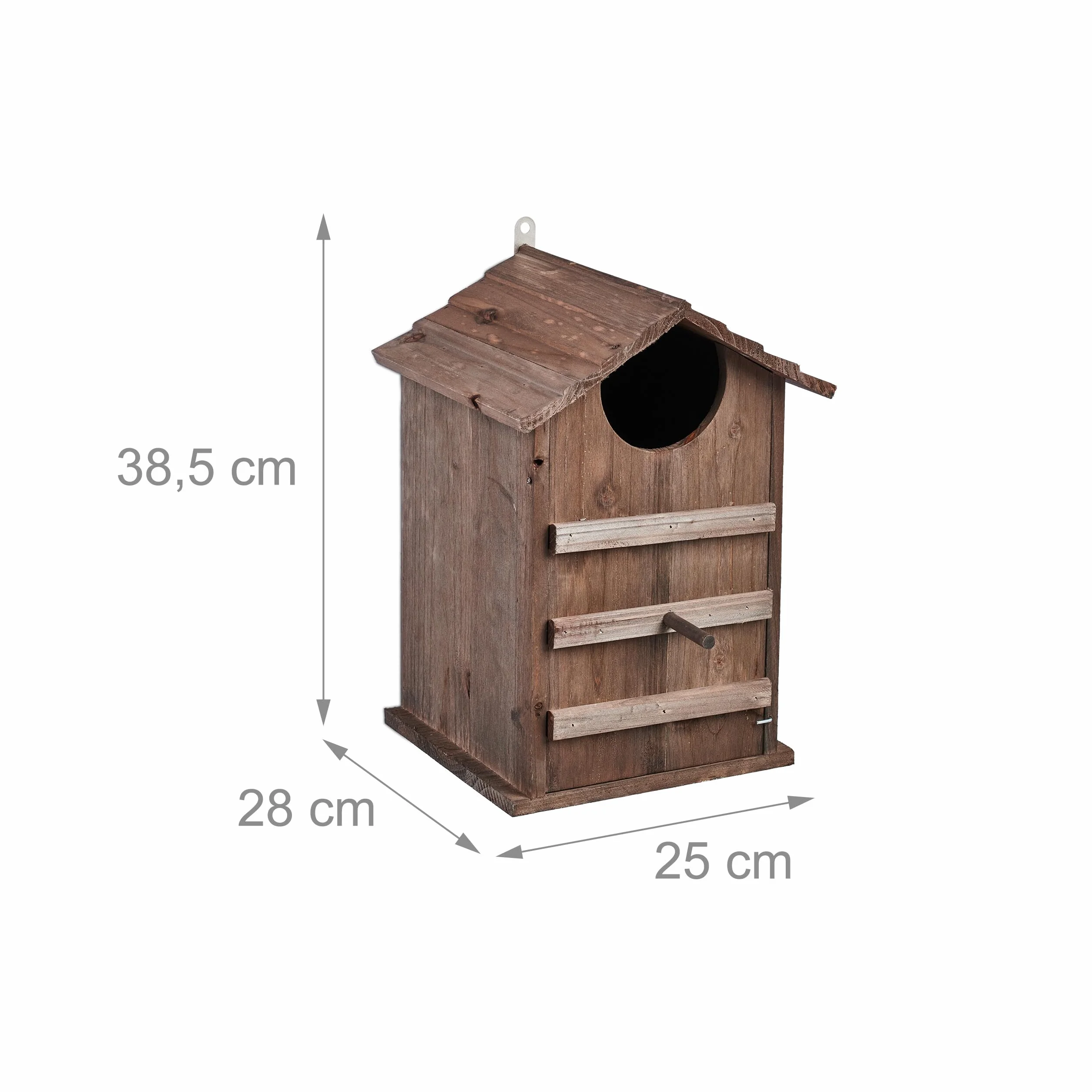 Relaxdays Casetta per Uccelli, Nido in Legno di Abete, Casa Appesa per Uccellini Giardino, 38,5 x 25 x 28 cm, Marrone