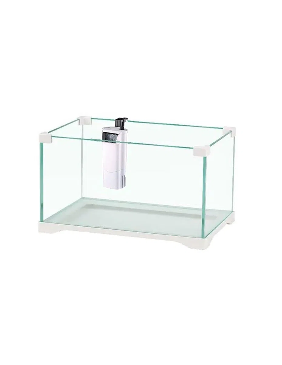 Aquariumline tartarughiera/teca in vetro per rettili, tartarughe d’acqua e di terra cm28x19x16,5h capacità 9 litri completa di filtro interno