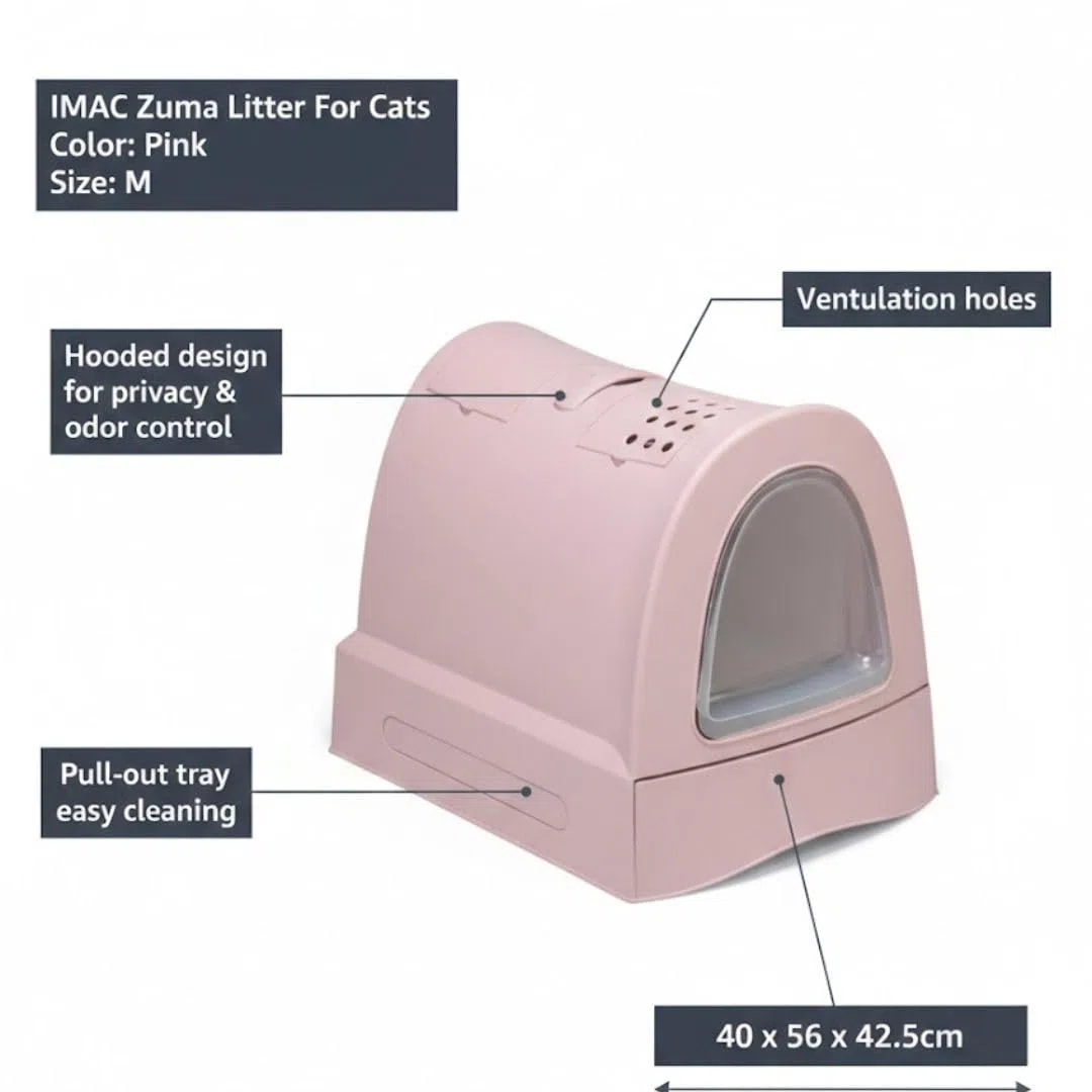 Zuma 83486 - Lettiera per Gatti, Rosa, 40 x 42.5 x 56 cm