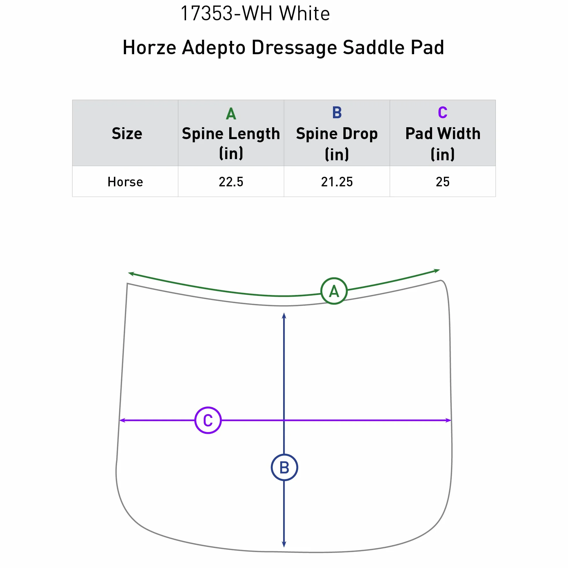 Horze Adepto Sottosella da Dressage, Bianco, F
