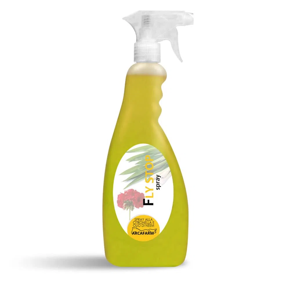 2 Pezzi Repellente Naturale Spray per Cavalli al Geranio Citronella e Olio di Neem 750 ml Fly Stop, repellente per animali contro Mosche e Zanzare, Tripla Azione - 100% Made in Italy