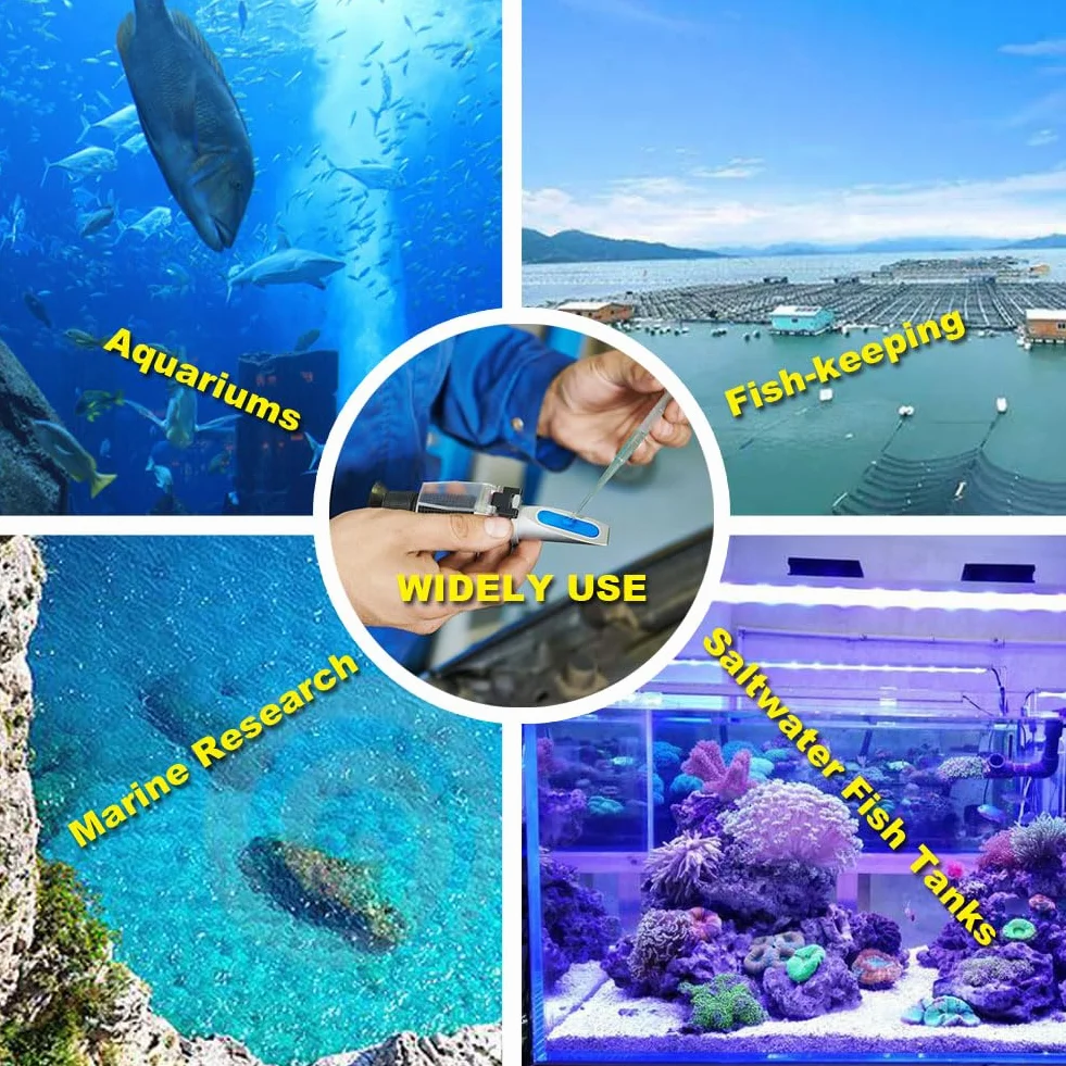 Agriculture Solutions Rifrattometro di salinità per acquari marini, con Acqua di Mare, 0-100 PPT, con compensazione Automatica della Temperatura