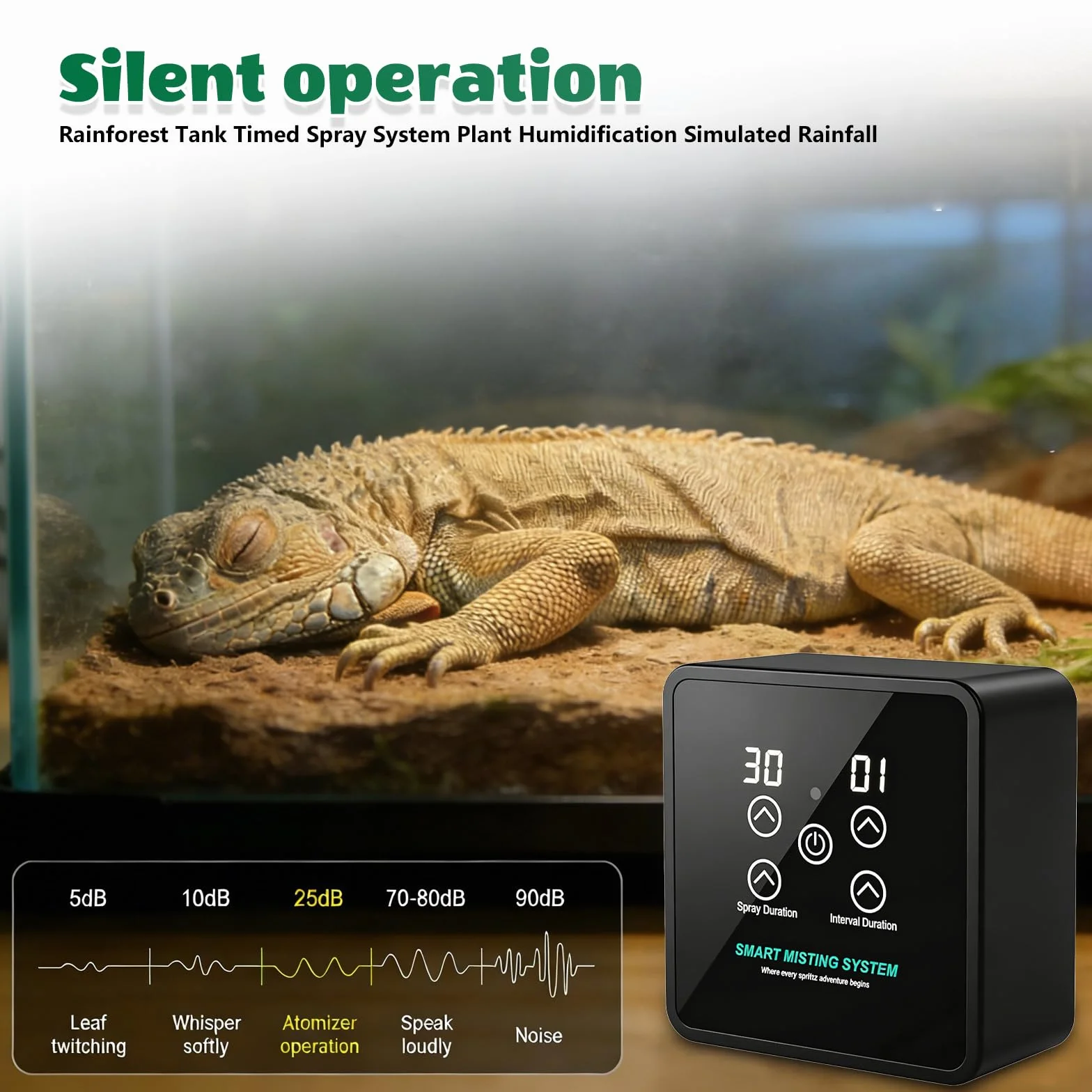 Umidificatore Rettile, Sistema di Spruzzatura Intelligente Rettile Con Telecomando, Sistema Nebbia Rettile, Atomizzatore Automatico Rotabile A 360° Per Rettili Per Anfibi/Herps/Erbe