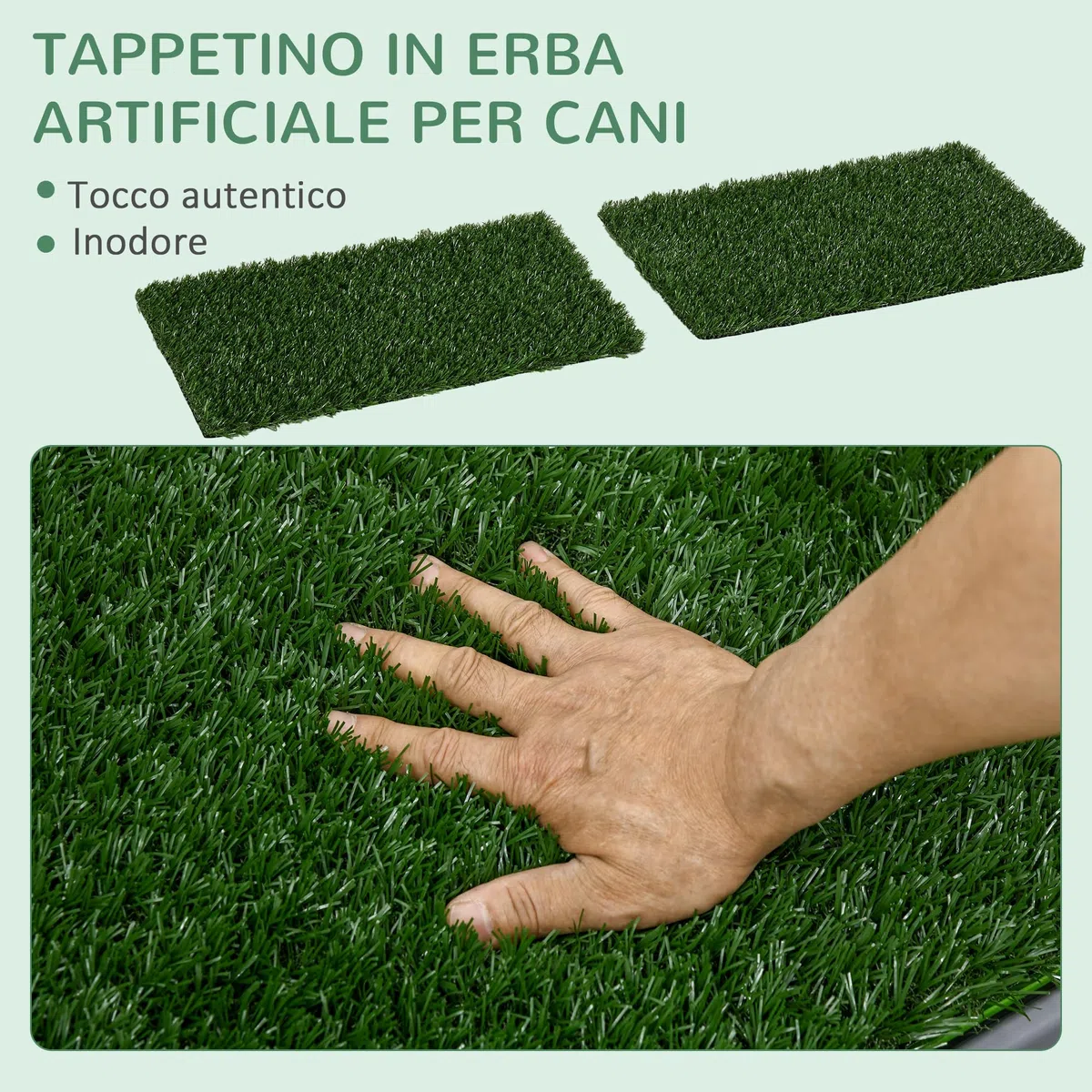 PawHut Toilette per Cani con Prato Sintetico e Erba di Ricambio, Lettiera per Cani e Cuccioli con Vassoio Inferiore per Interno ed Esterno, 67x41cm