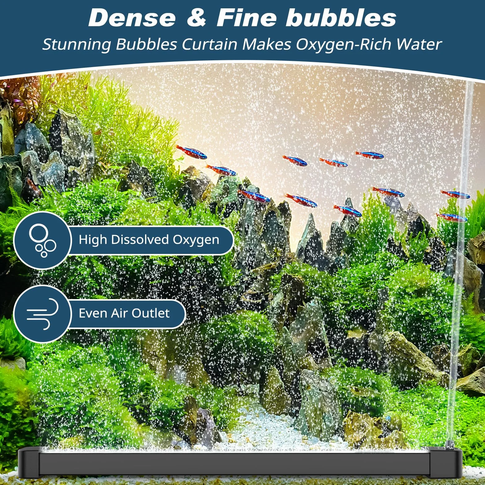 hygger Ossigeno acquario, pietra d'aria per acquario, 40 cm, striscia di bolle di ossigeno, diffusore di pietre, pietra frizzante per acquario, set con tubo d'aria per acqua dolce salata