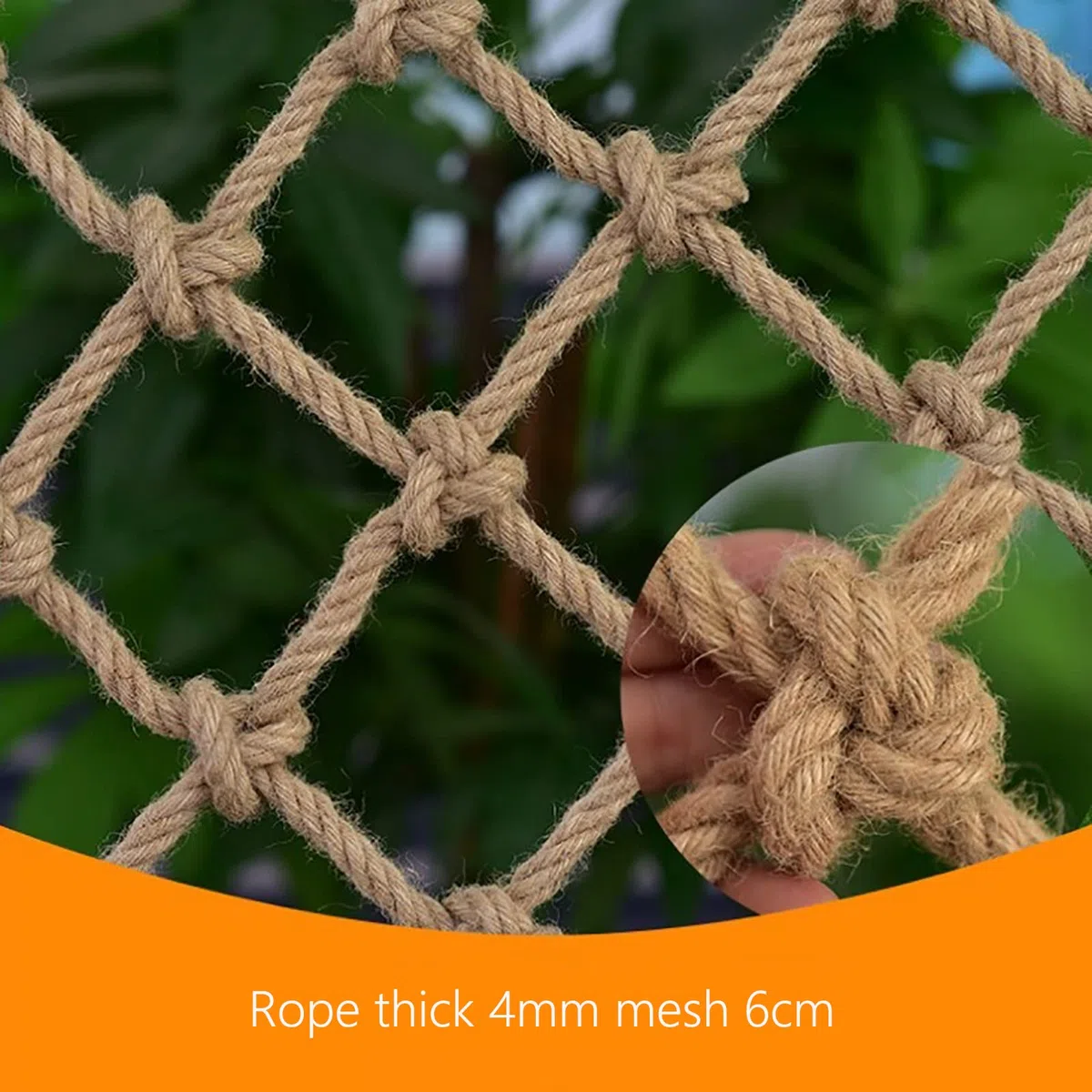 AMAKAA Net di Corda, Rete di Sicurezza del Parco Giochi, Larghezza della Mesh 6 Cm, Spessore della Corda 4 Mm, Varie Dimensioni Opzionali(Size:2x2m)
