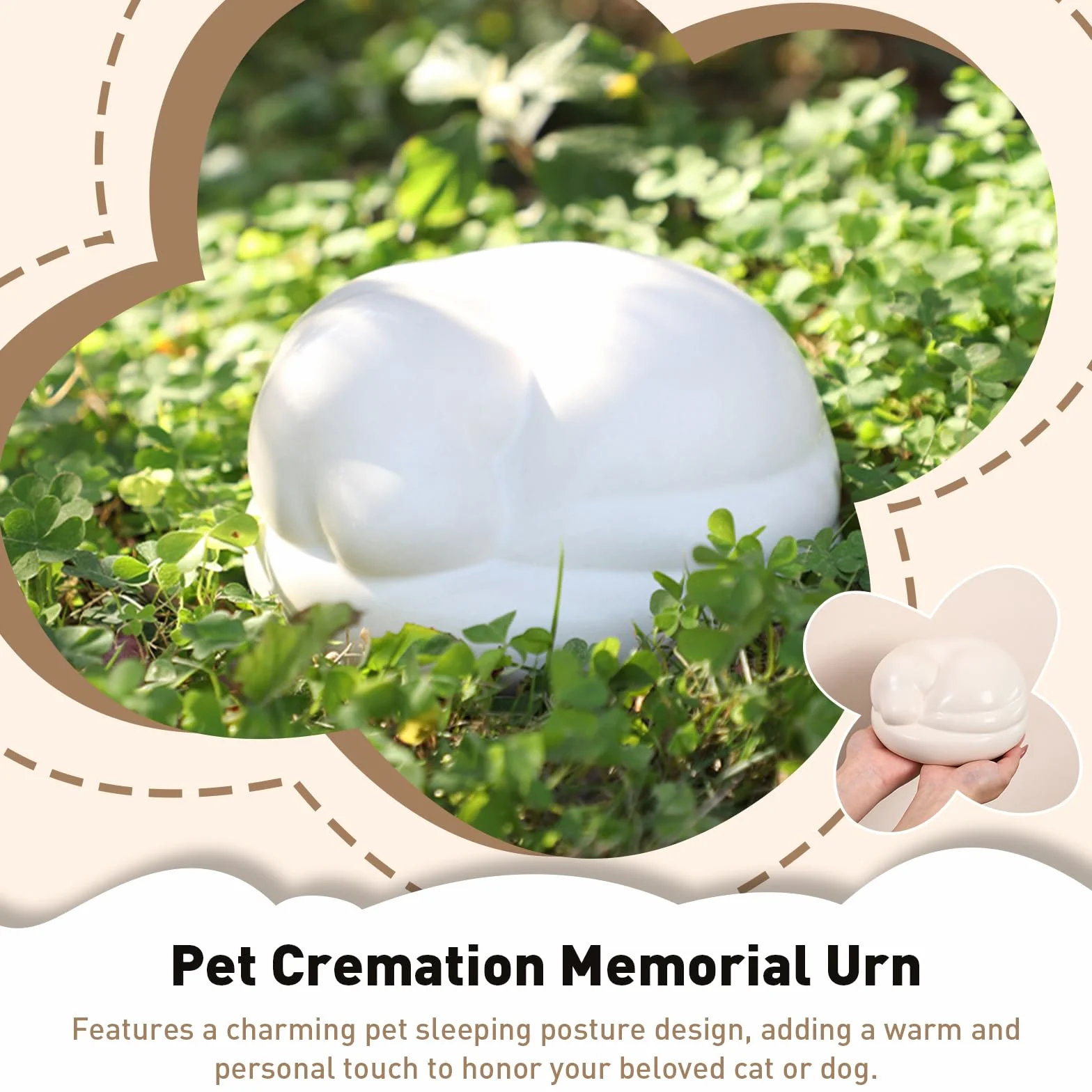 Urna commemorativa per la cremazione degli animali domestici – Contenitore per ceneri in ceramica per gatti e cani, barattolo ricordo per la memoria (gatto)