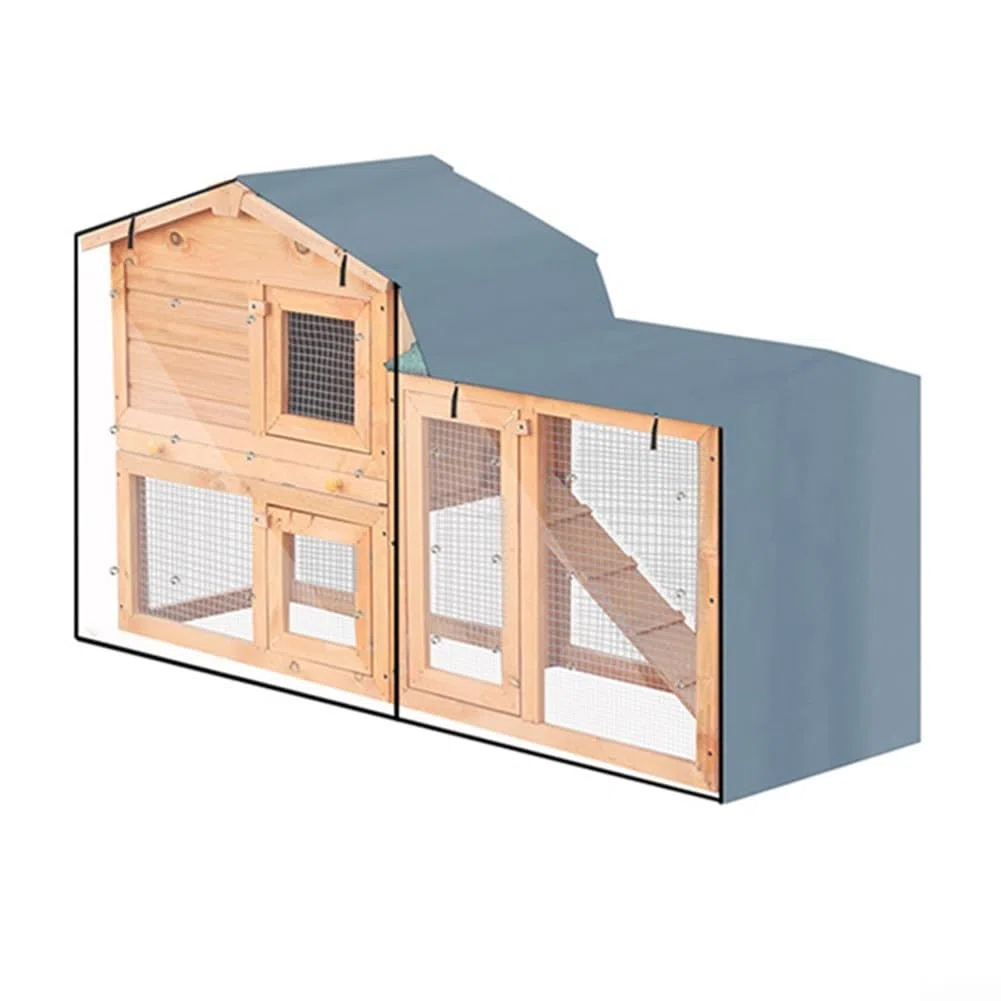 DAZZLEEX Copertura per conigliera triangolare in tessuto Oxford 210D, con cerniere, orlo regolabile con cordoncino, pieghevole, design trasparente (grigio, 147 x 52 x 86 cm)