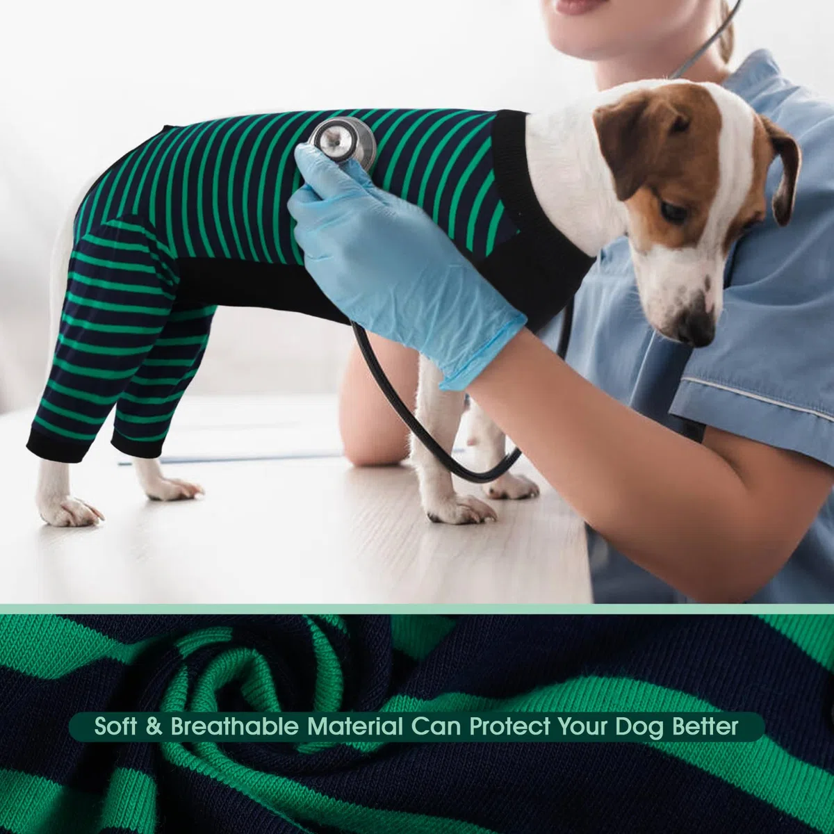Kuoser Tuta per il recupero chirurgico del cane femmina maschio, tuta chirurgica per cani con manica per il corpo zampe posteriori per prevenire morsi di leccare, body per cani con bretelle per gambe