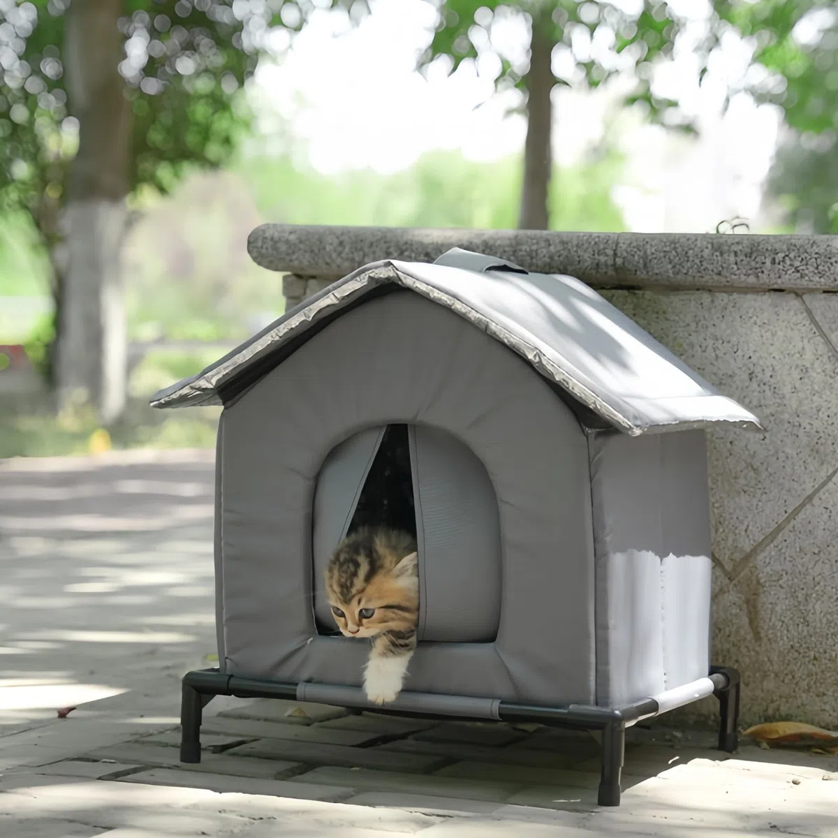 Cuccia Gatto Esterno Impermeabile e Isolata, Casetta Calda per Gatti per Inverno e Autunno con Base Sollevata