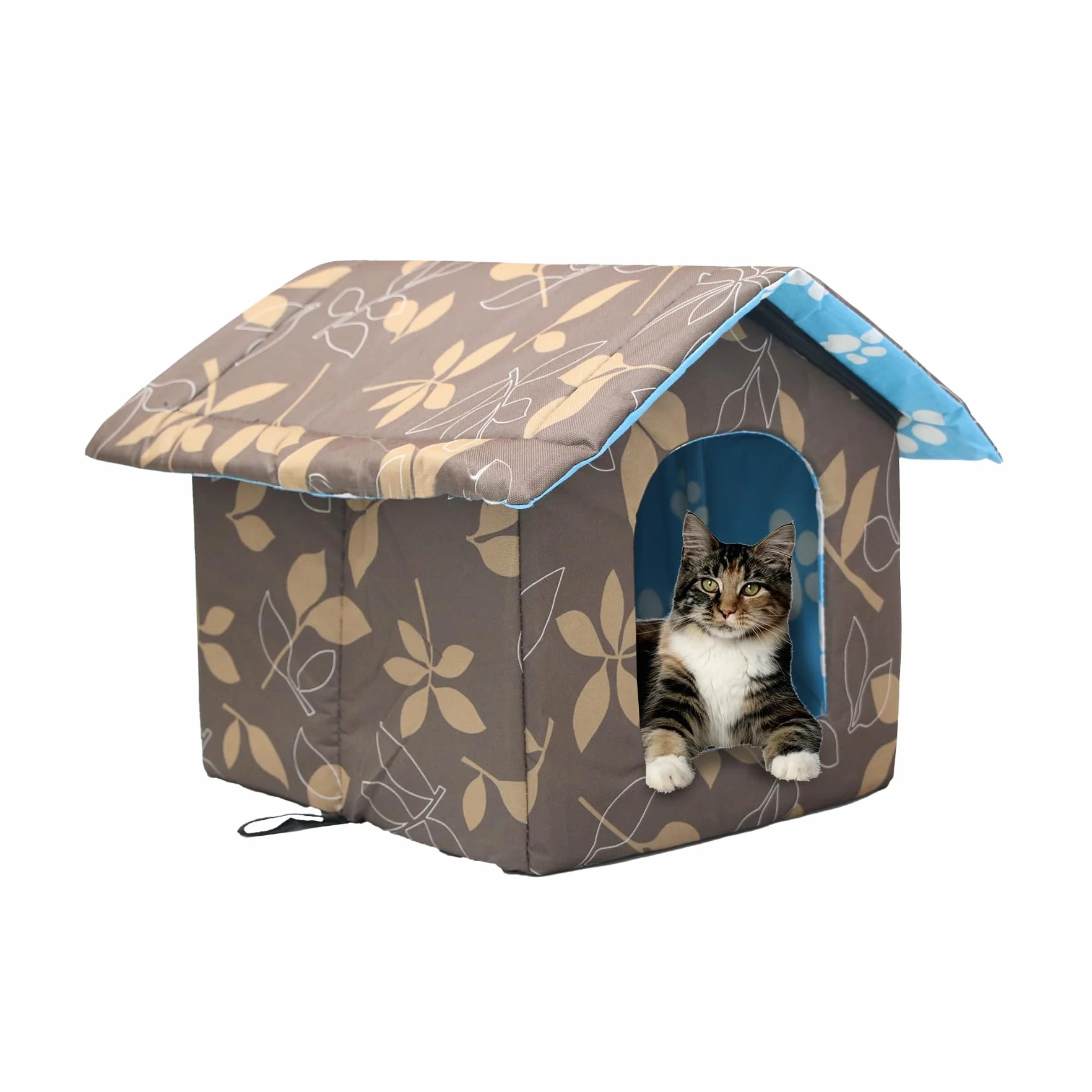 Casetta per Gatti per Esterni Rifugio Cuccia, Tenda Impermeabile Con Cuscino Rimovibile per Animali Domestici e Randagi