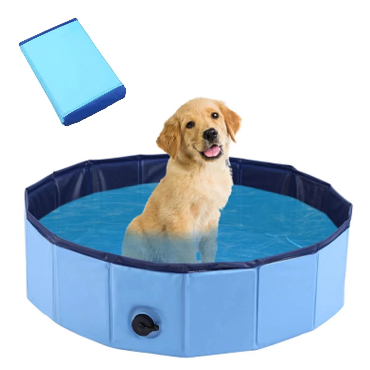Piscina per cani, grande, 80 x 30 cm, pieghevole, per animali domestici, antiscivolo, portatile, in PVC, blu