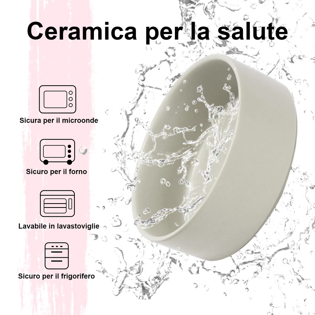 SPUNKYJUNKY Set di ciotole per cani rialzate in ceramica con supporto in bambù per cani e gatti (850 ml, grigio)