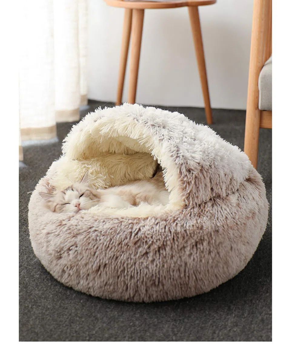 Sacco a Pelo del Gatto, Coperta di Peluche, Tappetino autoalimentabile per Animali Domestici, Morbida Tenda Antiscivolo, Lavabile (caffè a Pelo Lungo)