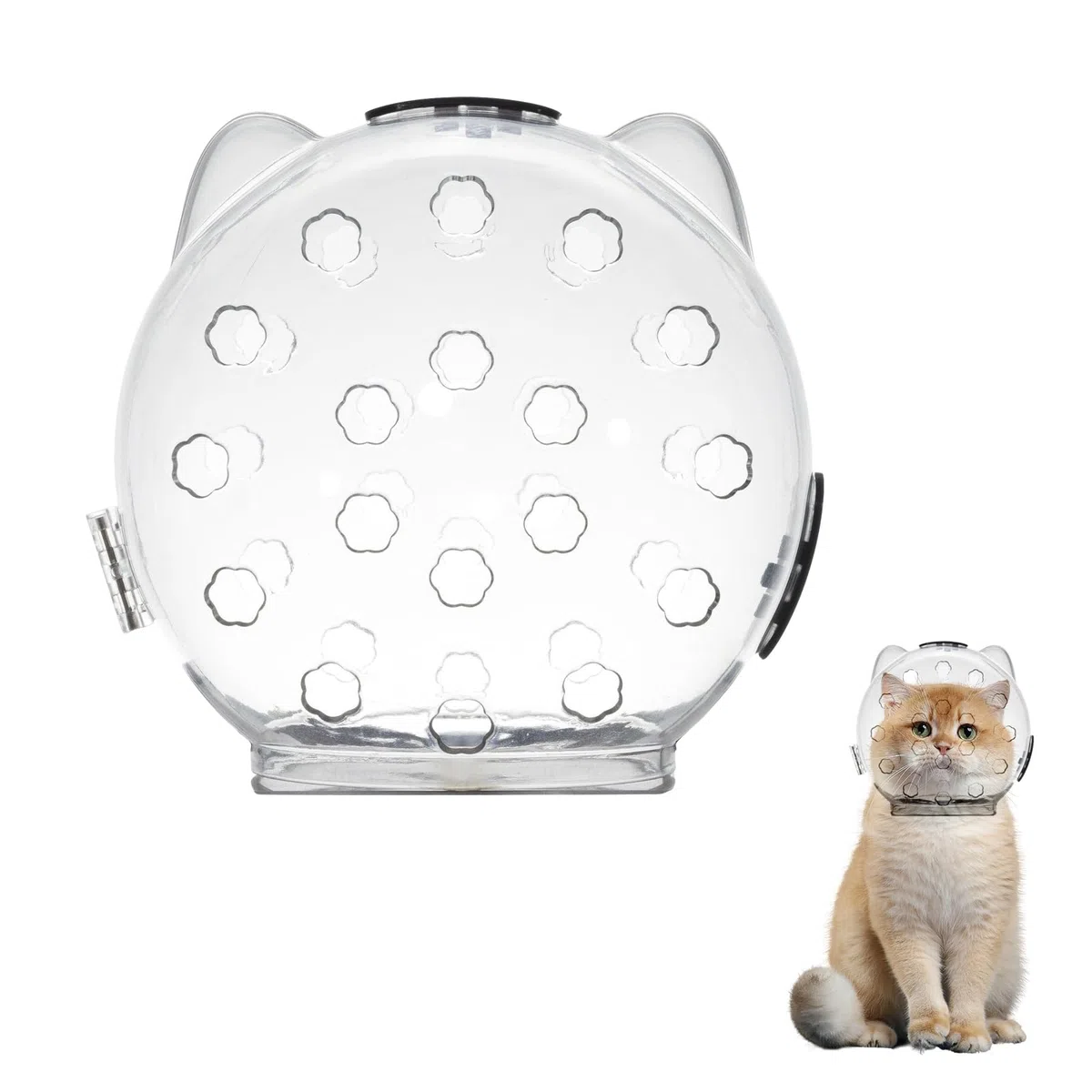 PETCUTE Museruole per Gatti Traspirante,Trasparente Cappuccio per Gatti con Doppia Serratura,Coperchio di Protezione Testa di Gattino,Museruola per Animali Domestici,per la Rifinitura delle Unghie