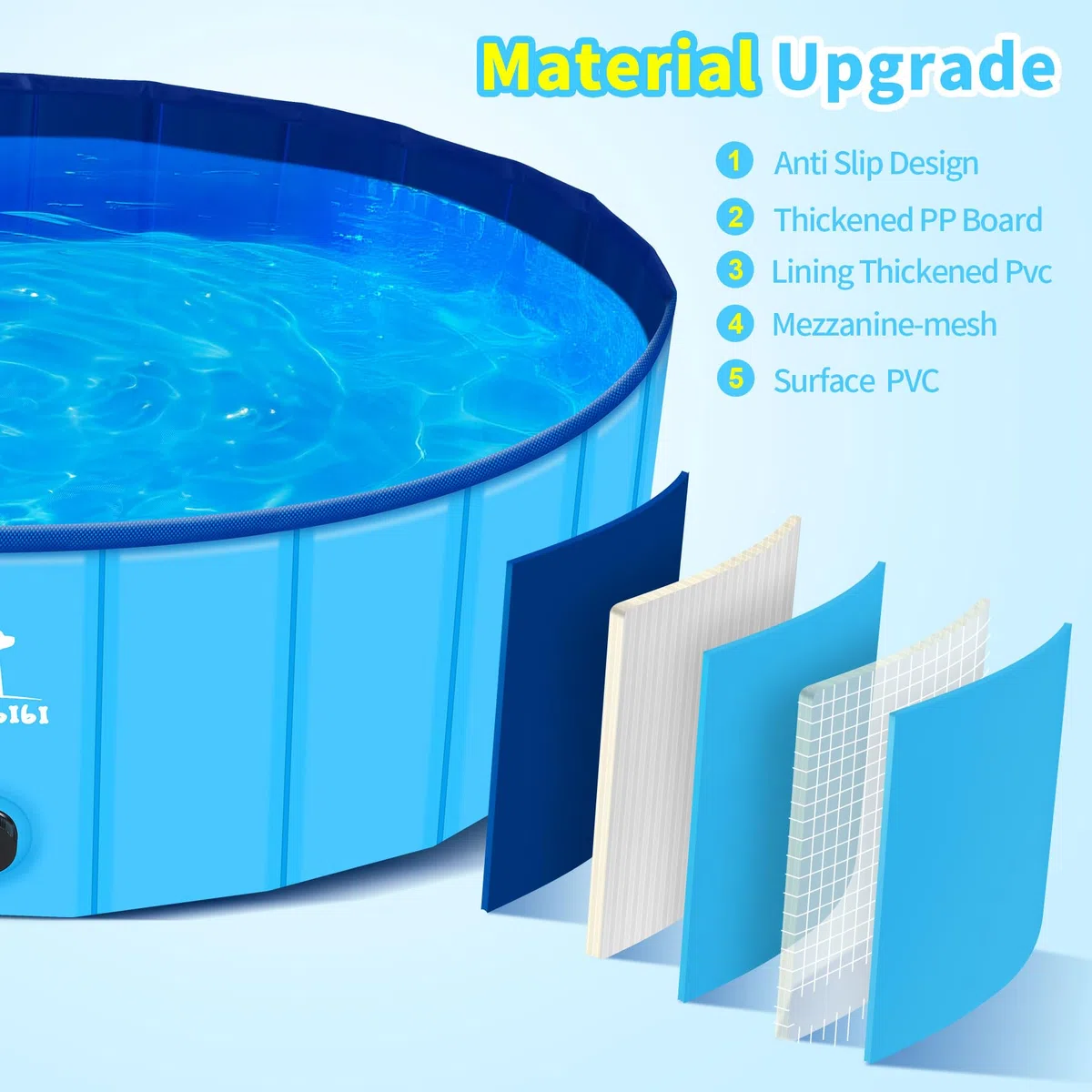 Pourbibi Piscina Per Cani Grandi, Vasca Da Bagno Pieghevole Per Cani, Antiscivolo, Piscina Per Bambini E Cani, 120 X 30 Cm