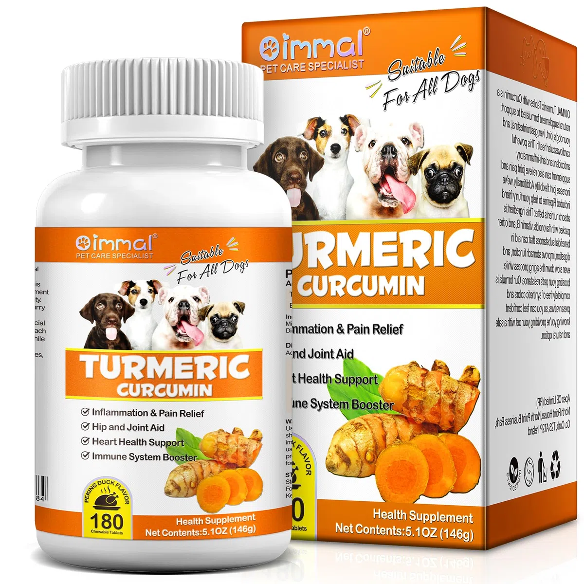 Curcumina per Cani 180 Compresse - Integratore Articolazioni Antinfiammatorio con Piperina, Antiossidante Naturale per Digestione e Fegato - Alta Biodisponibilità, Senza Additivi