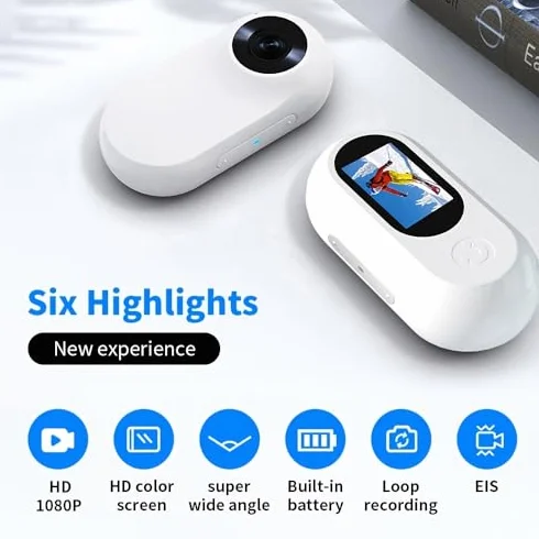Bewinner Collare per fotocamera granangolo 120°, telecamera sportiva animale domestico schermo LCD 0,96 pollici HD 1080P multifunzione