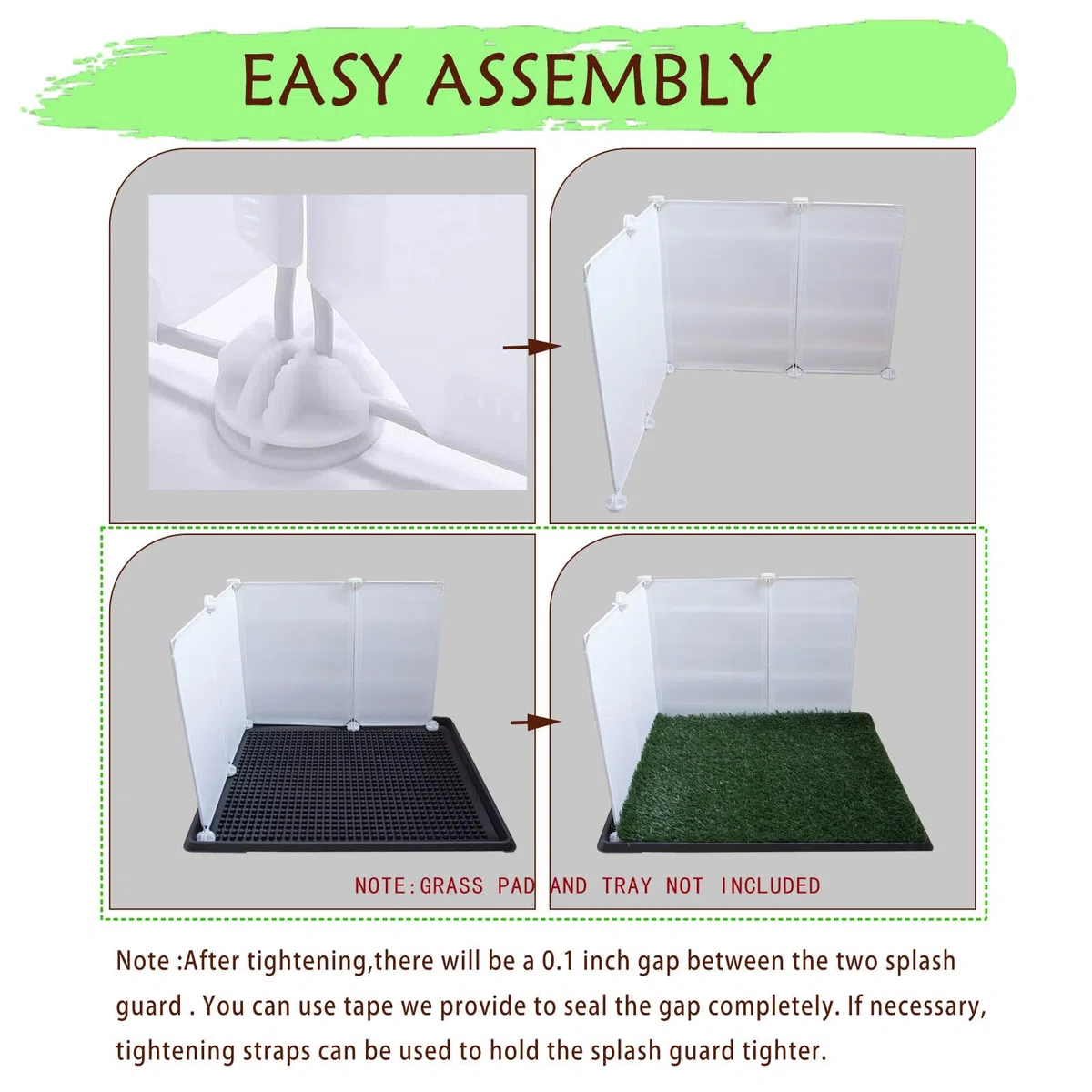 Muro per pipì per cani maschi, adatto per la maggior parte dei tappetini per pipì per cani, previene la pipì dal lato del tappetino, facile da pulire (erba e vassoio non sono inclusi)