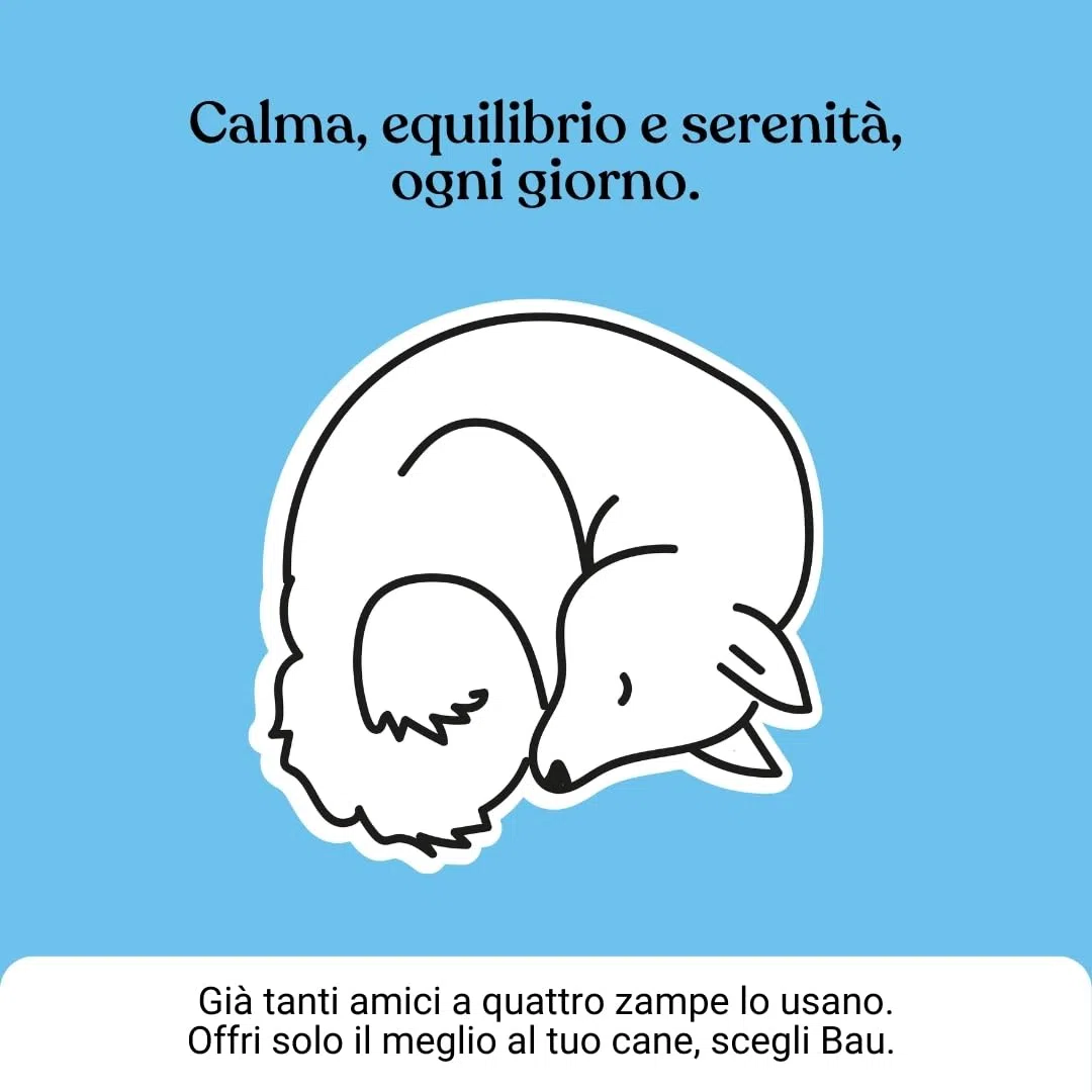 Bau Integratore Calmante per Cani, Valeriana per Cani Tranquillante, Rilassante per Cani Appetibili con Ingredienti Naturali, Ideale per Temporali, Viaggi e Ansia da Separazione -60cp