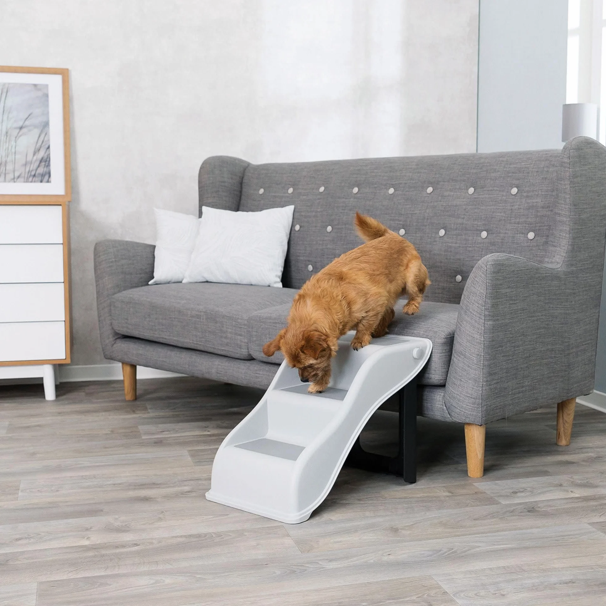TRIXIE Escalier - 34 x 39 x 54 cm - Gris clair - Pour chien