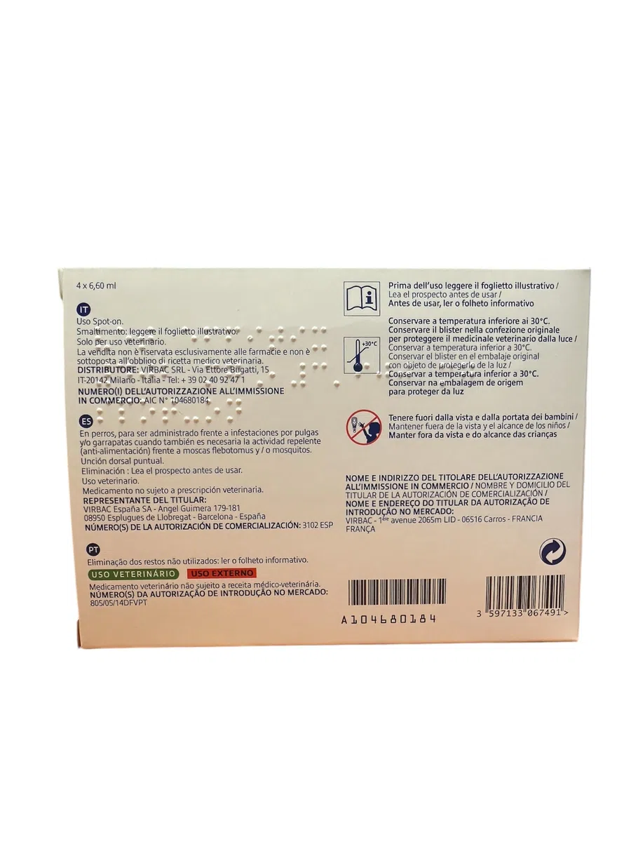 Effitix Antiparassitario Pipette per Cani 40-60 Kg, Combatte Pulci e Zecche, Previene la Leishmaniosi, Formato 4 Pipette