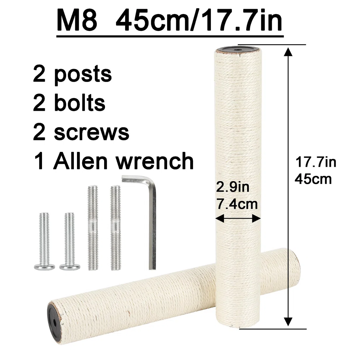 Tiragraffi di ricambio per tiragraffi in sisal da 7,4 cm di diametro per albero del gatto (M8, 45 cm)