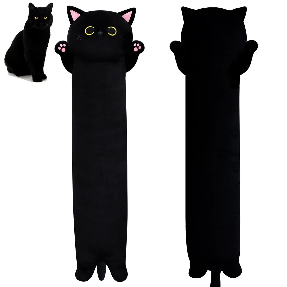 Cuscino lungo per il corpo in peluche, per gatti, 90 cm