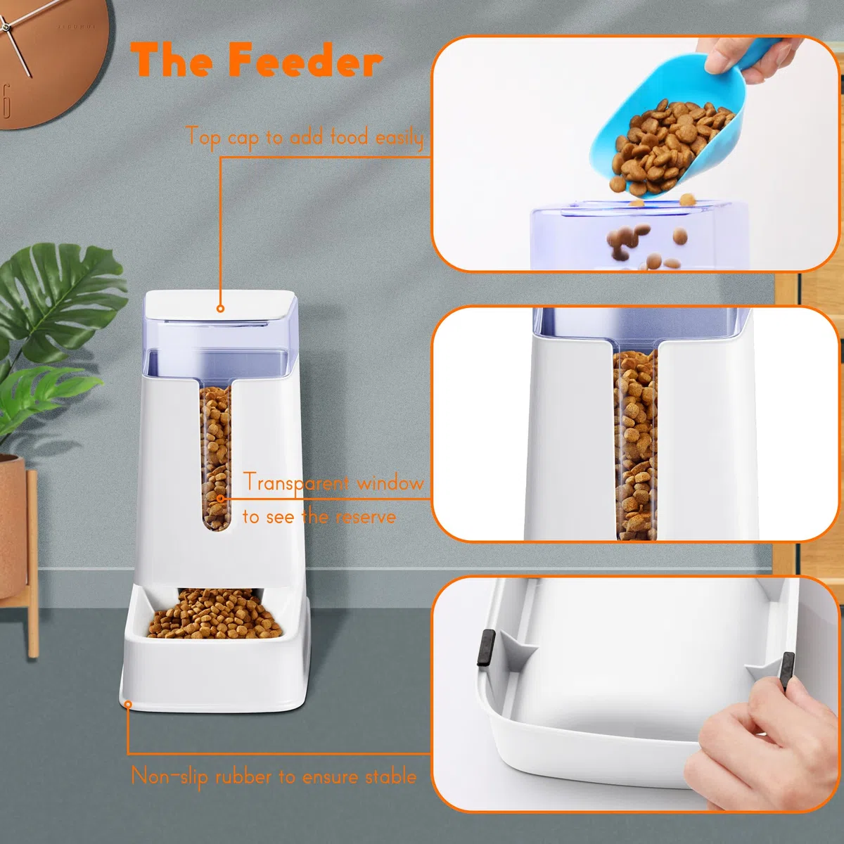 Distributore automatico di cibo e d'acqua per gatti in set da 2 confezioni, da 3,7 L, per animali domestici piccoli e medi, cuccioli e gatti, set di 2 pezzi