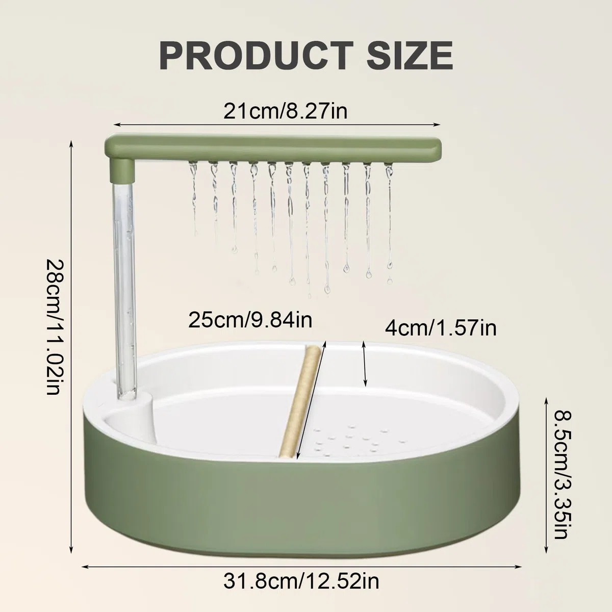 PORFOYO Bagno automatico per uccelli, 31,8 x 28 x 25 cm, vasca automatica per uccelli, vasca automatica per uccelli, doccia per uccelli, protezione dagli spruzzi d'acqua, per gabbie interne pappagalli
