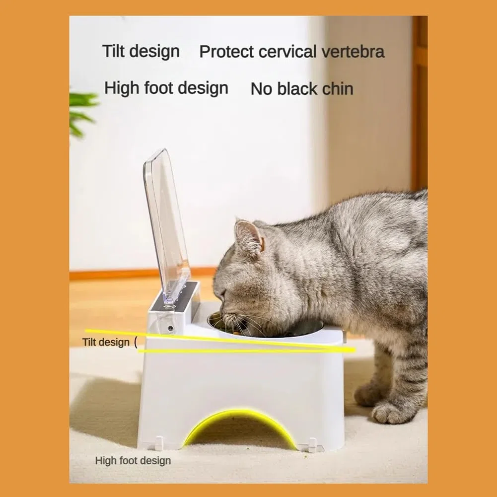 Vereen Ciotola intelligente per gatti con sensore a infrarossi coperchio automatico – Mangiatoia anti- per cani e gatti dispenser di