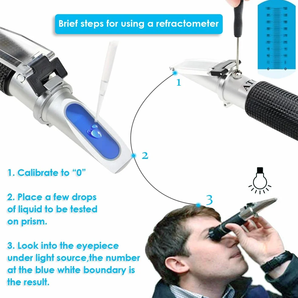 Agriculture Solutions Rifrattometro di salinità per acquari marini, con Acqua di Mare, 0-100 PPT, con compensazione Automatica della Temperatura