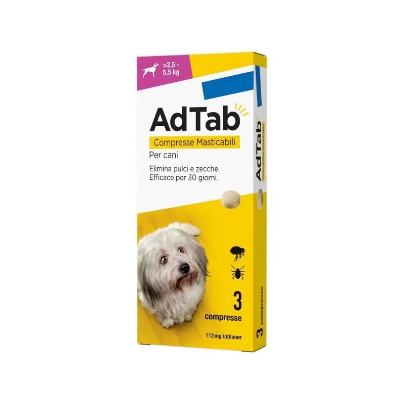 Ad Tab Antiparassitario per Cani 2,5-5,5 kg - 3 Compresse Masticabili