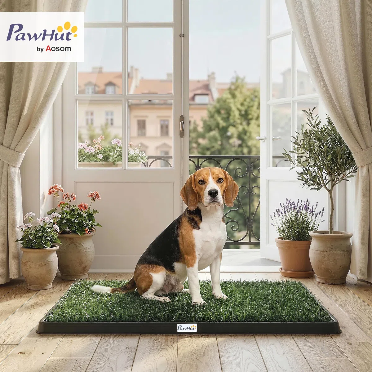 PawHut Lettiera per Cani con Prato Sintetico con Vassoio e Sistema di Drenaggio, 76 x 50.5 cm, Ideale per Addestramento Igienico, Sistema Lavabile a 3 Strati per Interni ed Esterni, Verde