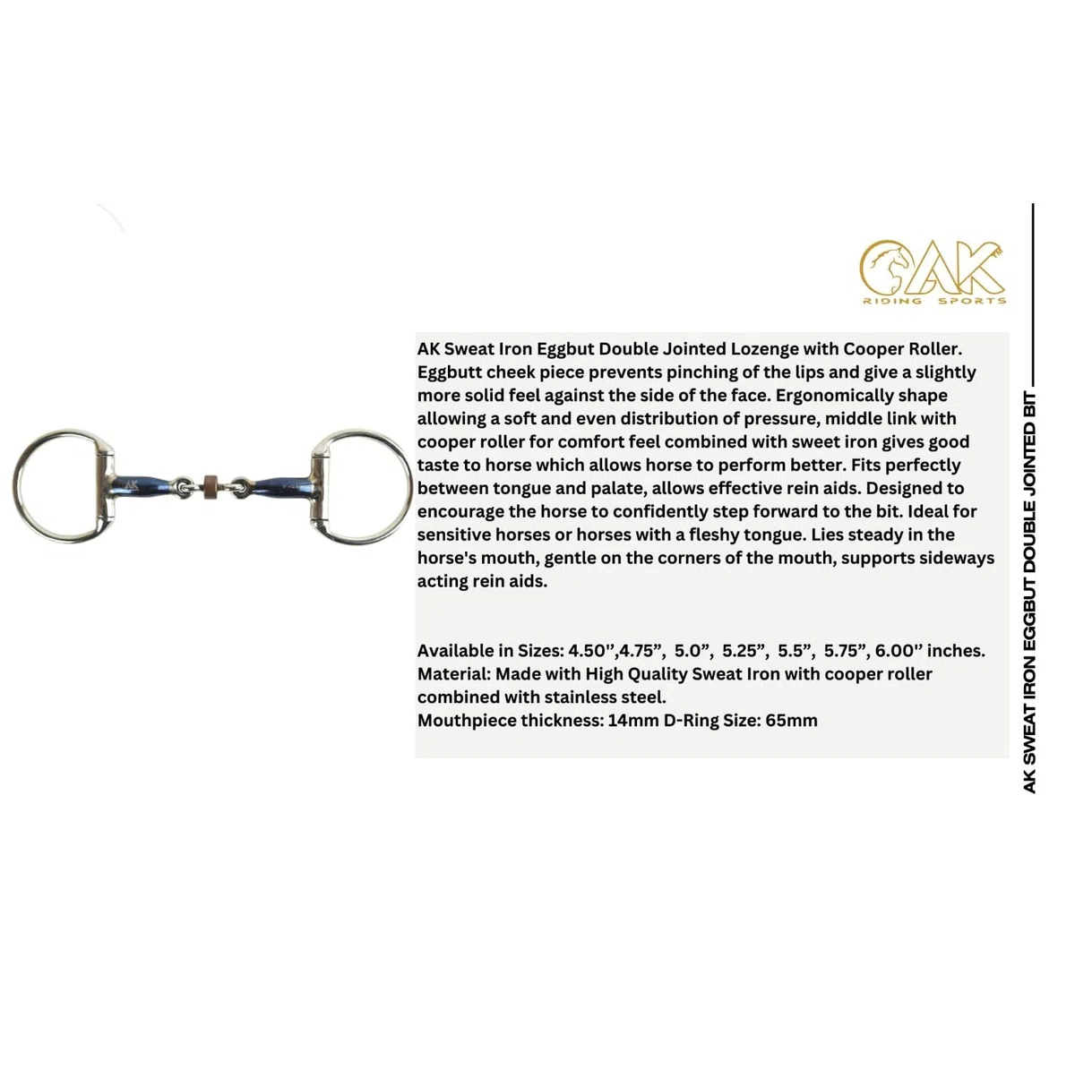 AK Sweat Iron Eggbut - Lozenge a doppio snodo con Cooper Roller Equitazione Bit (5,25'', blu-argento)