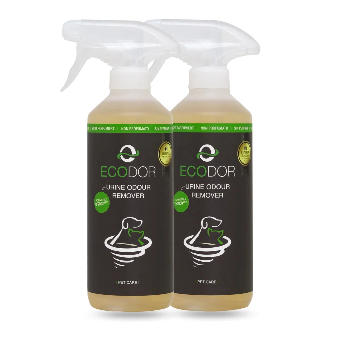 UF2000 Rimuovi Odori di Urina 2x 500 millilitro | Senza Profumo | Rimuove Efficacemente gli Odori di Urina di Cani, Gatti e Roditori