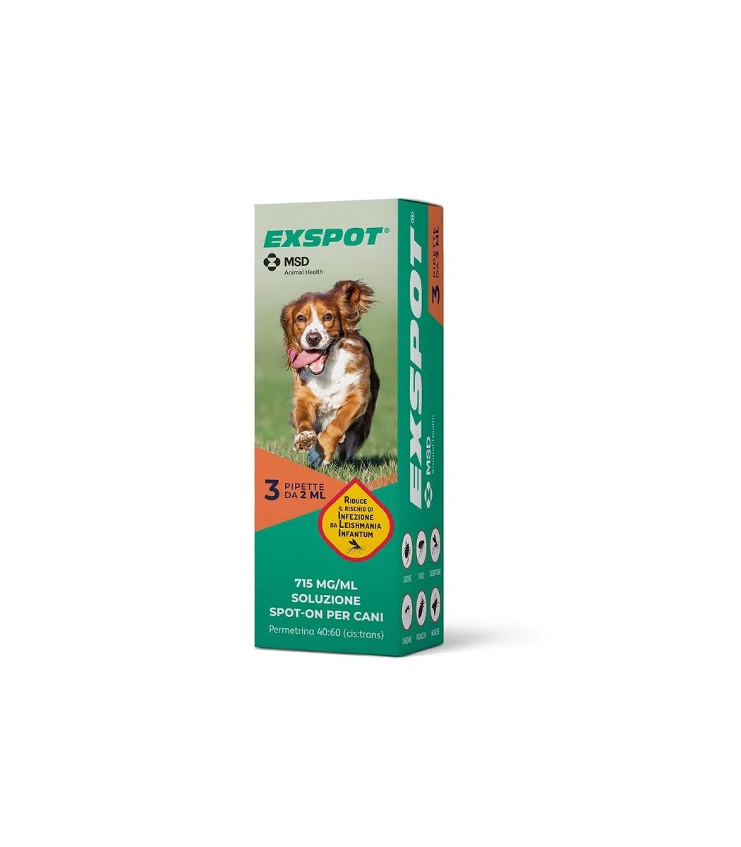 Centrovete Exspot Soluzione SpotOn per Cani, 715 mg/ml, Confezione da 3 Pipette da 2