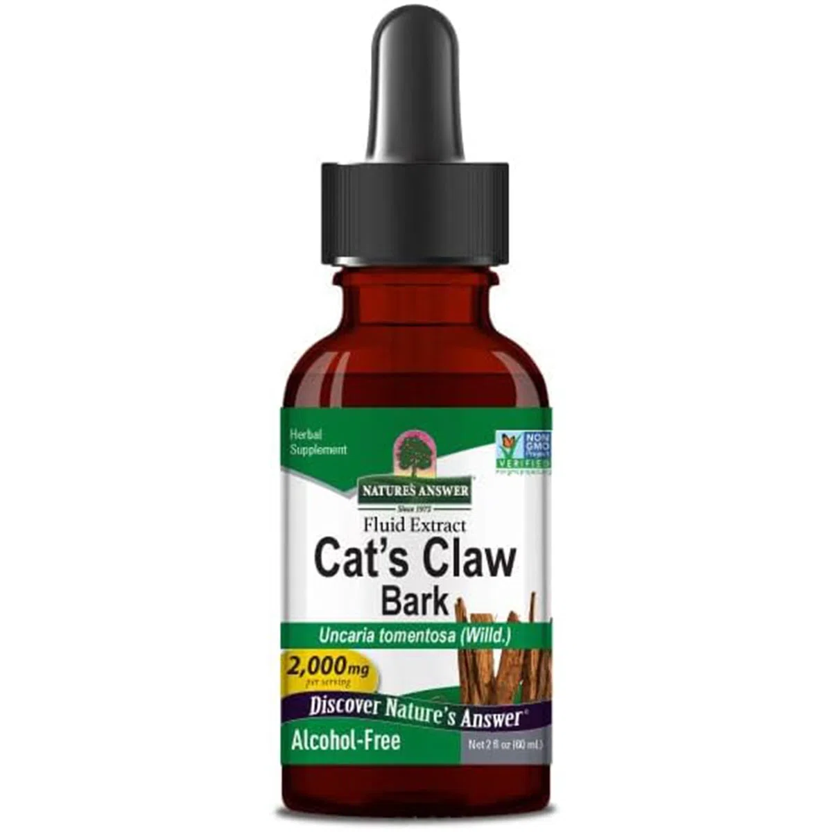 Nature's Answer, Cat's Claw Bark (Corteccia di Artiglio di Gatto), 2.000mg, 60ml, Testato in Laboratorio, Senza Glutine, Senza Soia, Vegetariano