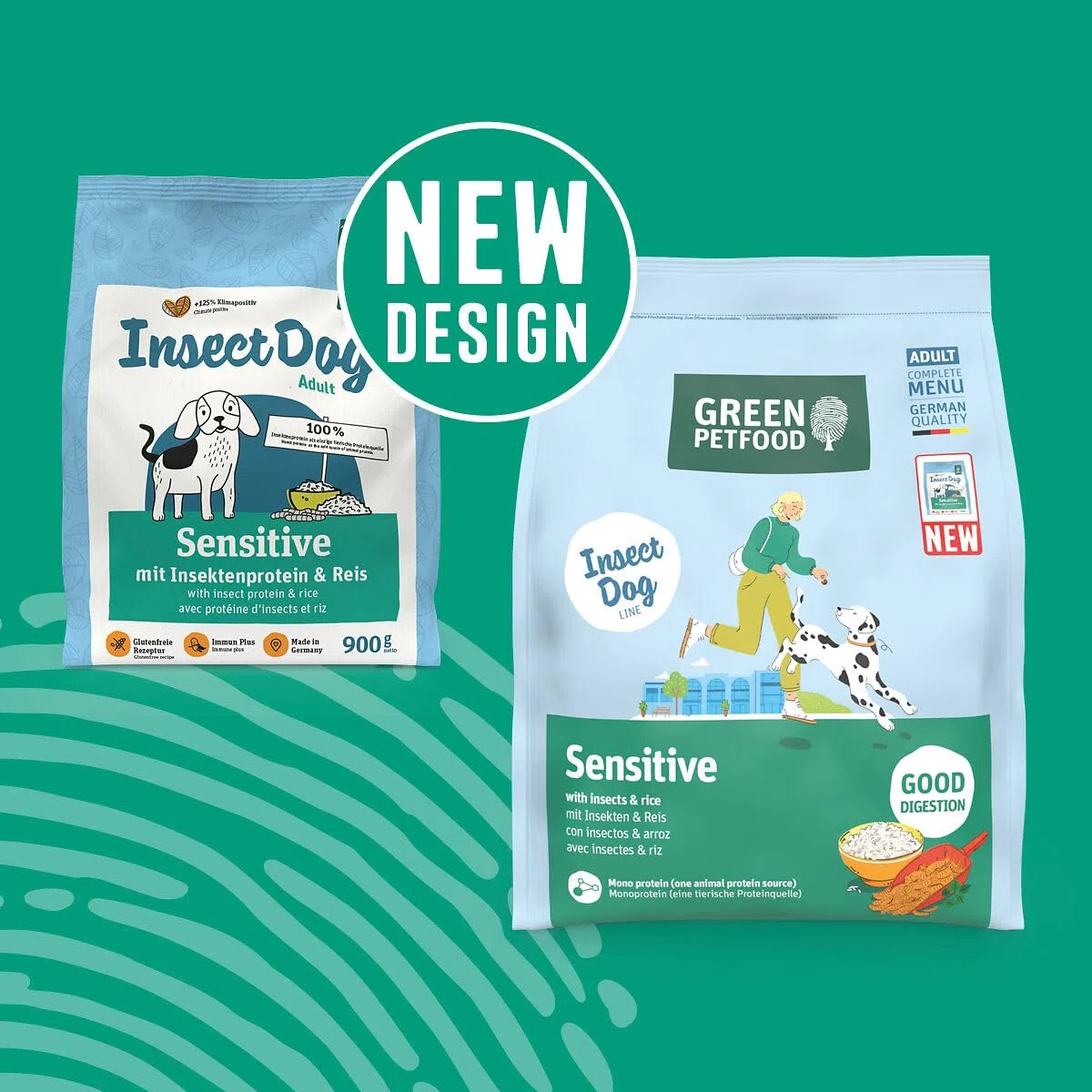Green Petfood InsectDog Sensitive con insetti e riso (1 x 10 kg), per adulti, cibo secco di alta qualità per cani sensibili adulti, insetti come unica proteina animale, senza frumento, confezione da 1