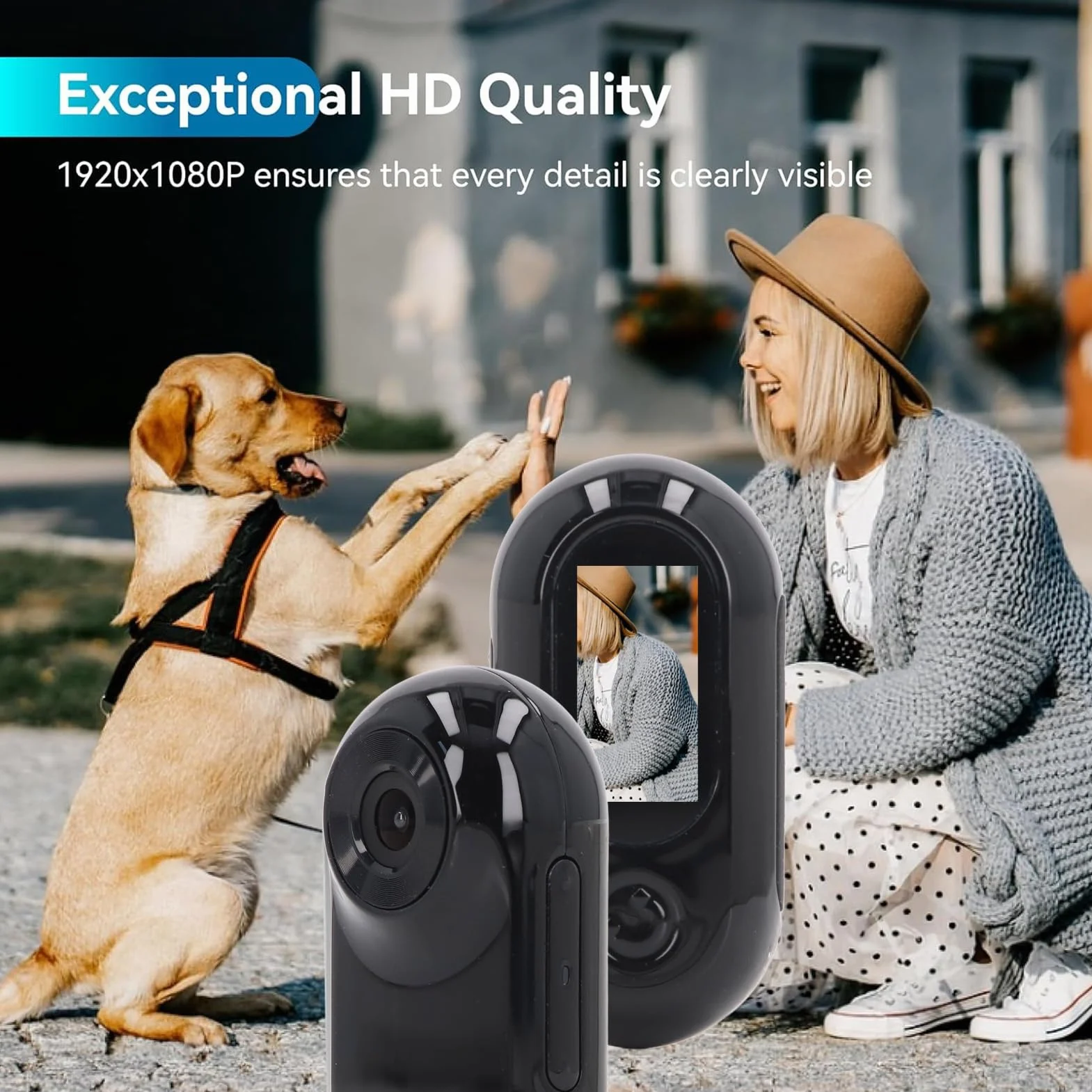 Goshyda Telecamera per Collare per Animali Domestici, Telecamera per Collare per Gatti HD 1080P Telecamera per Collare per Cani con Grandangolo di 120°, Mini Telecamera D'azione per