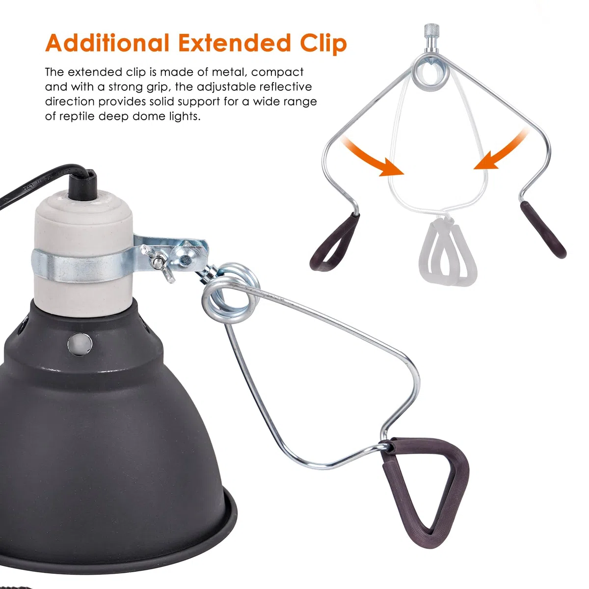 Supporto per lampada riscaldante E27 Cupola profonda Clip 5,5 pollici Riscaldatore tartaruga Serbatoio rettili Protezione in rete